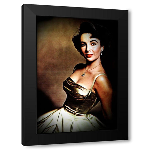 Elizabeth Taylor Black Modern Wood Framed Art Print by Hollywood Photo Archive