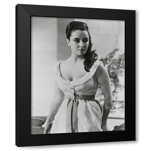 Elizabeth Taylor Black Modern Wood Framed Art Print by Hollywood Photo Archive