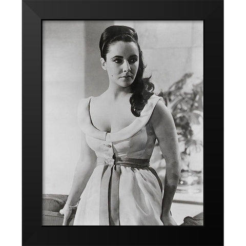Elizabeth Taylor Black Modern Wood Framed Art Print by Hollywood Photo Archive