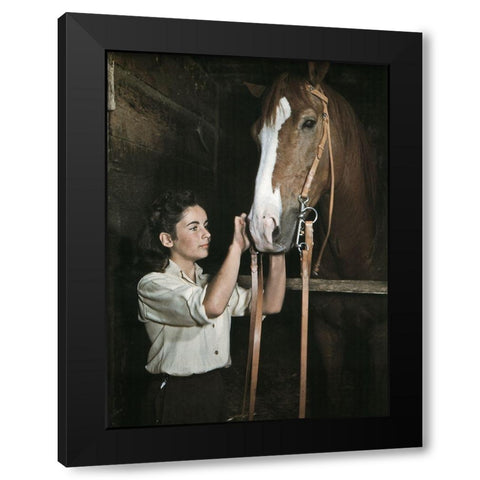 National Velvet - Elizabeth Taylor Black Modern Wood Framed Art Print by Hollywood Photo Archive