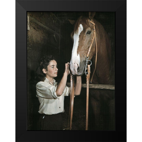 National Velvet - Elizabeth Taylor Black Modern Wood Framed Art Print by Hollywood Photo Archive