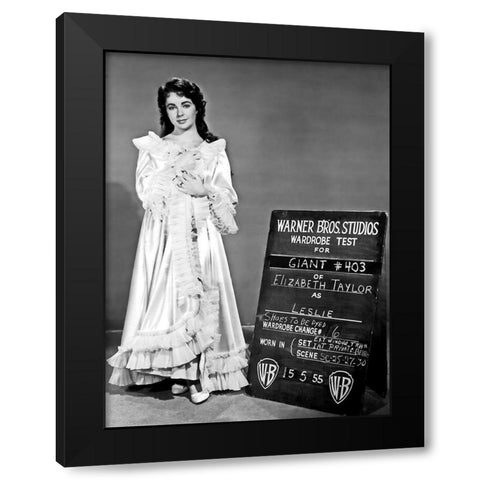 Wardrobe Test - Giant - Elizabeth Taylor Black Modern Wood Framed Art Print with Double Matting by Hollywood Photo Archive