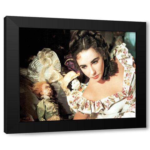 Elizabeth Taylor Black Modern Wood Framed Art Print with Double Matting by Hollywood Photo Archive