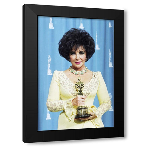 Elizabeth Taylor Black Modern Wood Framed Art Print with Double Matting by Hollywood Photo Archive