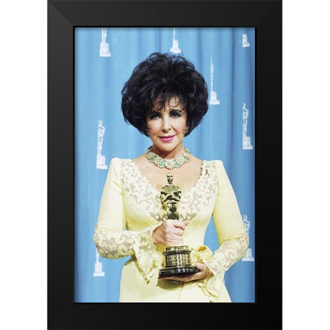 Elizabeth Taylor Black Modern Wood Framed Art Print by Hollywood Photo Archive