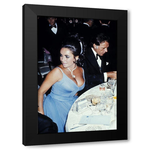 Elizabeth Taylor and Richard Burton at the Oscars Black Modern Wood Framed Art Print by Hollywood Photo Archive