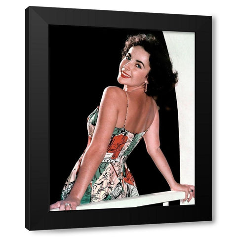 Elizabeth Taylor Black Modern Wood Framed Art Print with Double Matting by Hollywood Photo Archive
