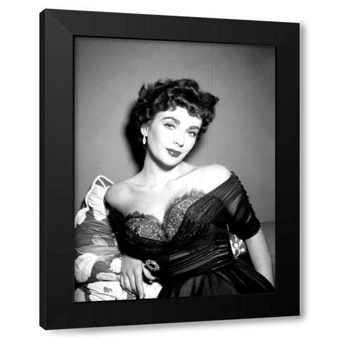 Elizabeth Taylor Black Modern Wood Framed Art Print by Hollywood Photo Archive
