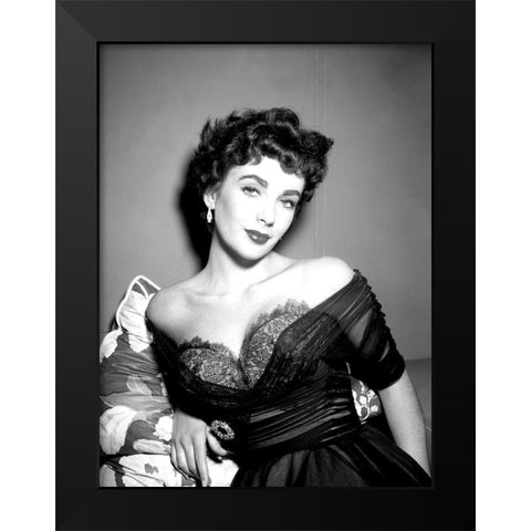 Elizabeth Taylor Black Modern Wood Framed Art Print by Hollywood Photo Archive