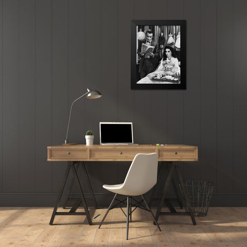 Elizabeth Taylor Black Modern Wood Framed Art Print by Hollywood Photo Archive