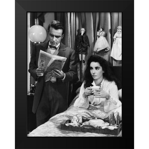 Elizabeth Taylor Black Modern Wood Framed Art Print by Hollywood Photo Archive
