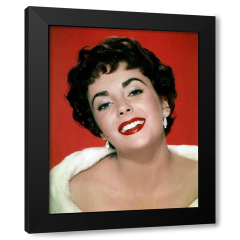 Elizabeth Taylor Black Modern Wood Framed Art Print with Double Matting by Hollywood Photo Archive
