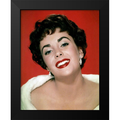 Elizabeth Taylor Black Modern Wood Framed Art Print by Hollywood Photo Archive