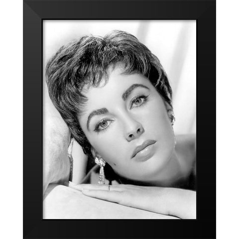 Elizabeth Taylor Black Modern Wood Framed Art Print by Hollywood Photo Archive