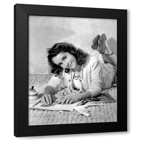 Elizabeth Taylor Black Modern Wood Framed Art Print by Hollywood Photo Archive