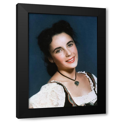 Elizabeth Taylor Black Modern Wood Framed Art Print by Hollywood Photo Archive