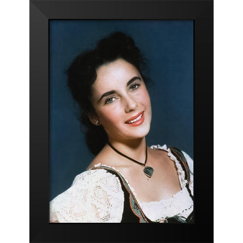 Elizabeth Taylor Black Modern Wood Framed Art Print by Hollywood Photo Archive