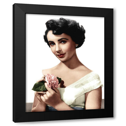 Elizabeth Taylor Black Modern Wood Framed Art Print with Double Matting by Hollywood Photo Archive