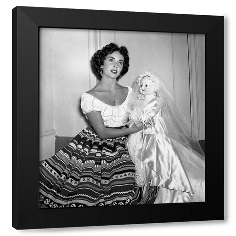 Elizabeth Taylor Black Modern Wood Framed Art Print with Double Matting by Hollywood Photo Archive