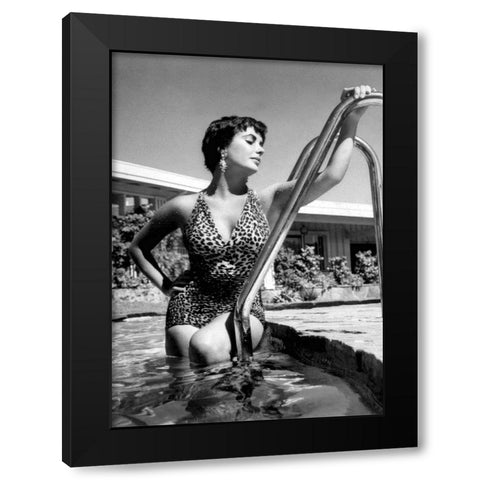 Elizabeth Taylor Black Modern Wood Framed Art Print with Double Matting by Hollywood Photo Archive