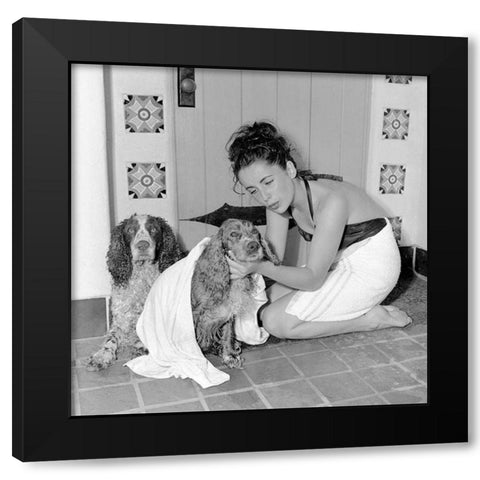 Elizabeth Taylor Black Modern Wood Framed Art Print with Double Matting by Hollywood Photo Archive