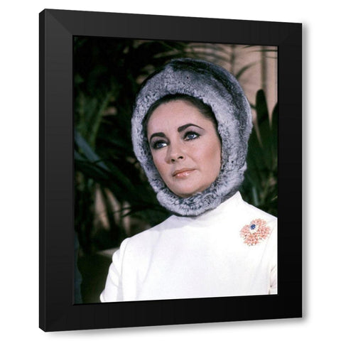 Elizabeth Taylor Black Modern Wood Framed Art Print by Hollywood Photo Archive