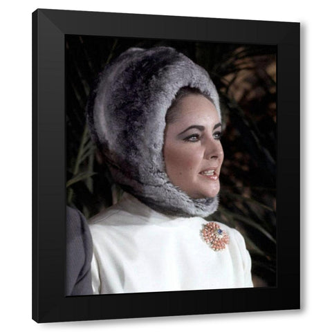 Elizabeth Taylor Black Modern Wood Framed Art Print with Double Matting by Hollywood Photo Archive