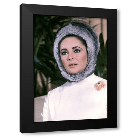 Elizabeth Taylor Black Modern Wood Framed Art Print with Double Matting by Hollywood Photo Archive