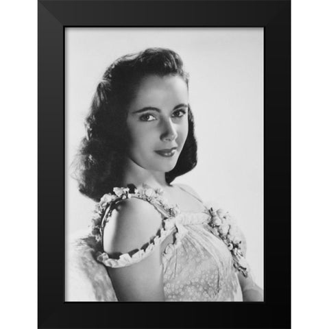 Elizabeth Taylor Black Modern Wood Framed Art Print by Hollywood Photo Archive