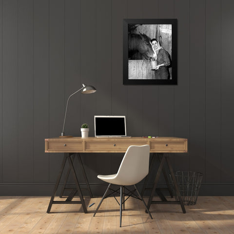 Elizabeth Taylor Black Modern Wood Framed Art Print by Hollywood Photo Archive