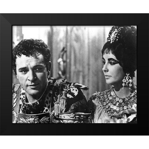 Elizabeth Taylor and Richard Burton in Cleopatra Black Modern Wood Framed Art Print by Hollywood Photo Archive