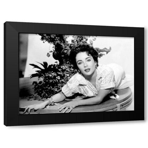Elizabeth Taylor Black Modern Wood Framed Art Print with Double Matting by Hollywood Photo Archive