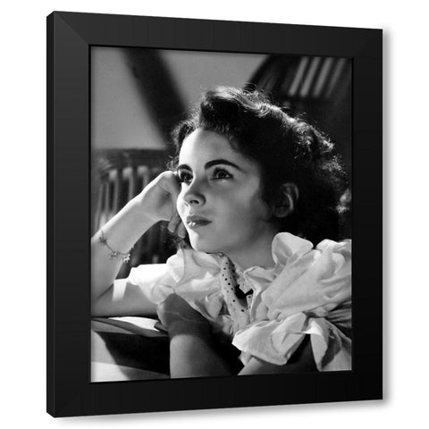 Elizabeth Taylor Black Modern Wood Framed Art Print with Double Matting by Hollywood Photo Archive