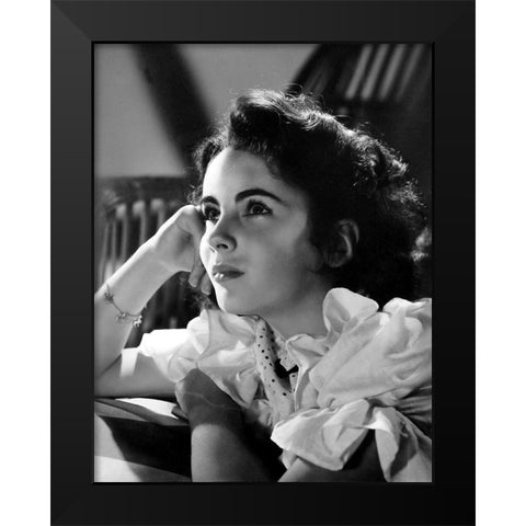 Elizabeth Taylor Black Modern Wood Framed Art Print by Hollywood Photo Archive