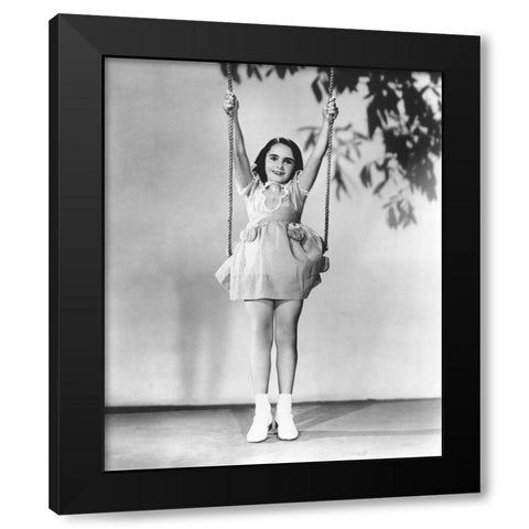 Elizabeth Taylor Black Modern Wood Framed Art Print with Double Matting by Hollywood Photo Archive