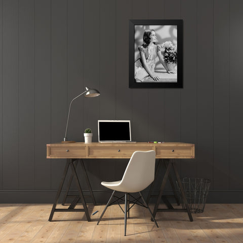 Elizabeth Taylor Black Modern Wood Framed Art Print by Hollywood Photo Archive