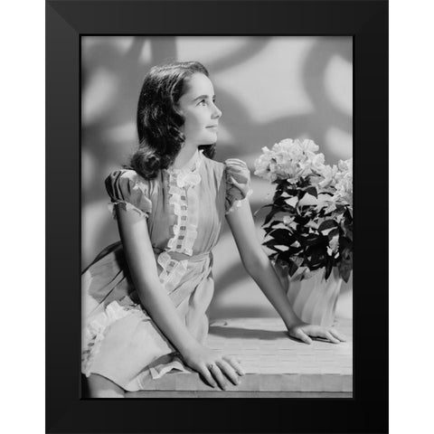 Elizabeth Taylor Black Modern Wood Framed Art Print by Hollywood Photo Archive