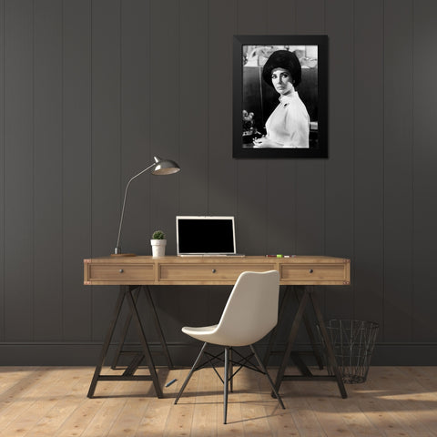 Elizabeth Taylor Black Modern Wood Framed Art Print by Hollywood Photo Archive