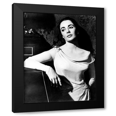Elizabeth Taylor Black Modern Wood Framed Art Print by Hollywood Photo Archive