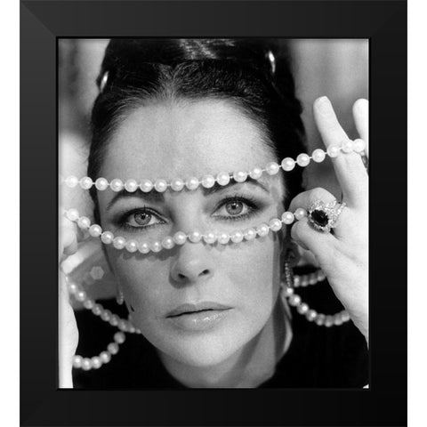 Elizabeth Taylor Black Modern Wood Framed Art Print by Hollywood Photo Archive