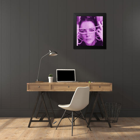 Elizabeth Taylor Black Modern Wood Framed Art Print by Hollywood Photo Archive