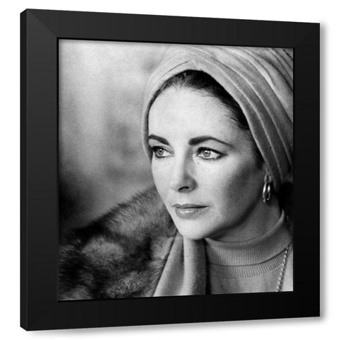 Elizabeth Taylor Black Modern Wood Framed Art Print with Double Matting by Hollywood Photo Archive