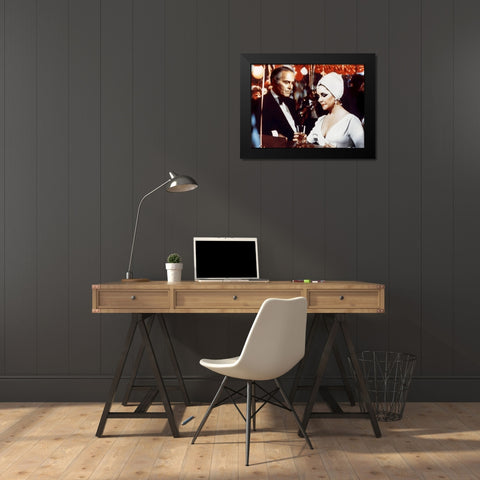 Elizabeth Taylor Black Modern Wood Framed Art Print by Hollywood Photo Archive