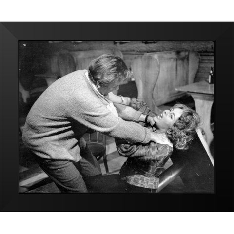 Elizabeth Taylor and Richard Burton Black Modern Wood Framed Art Print by Hollywood Photo Archive