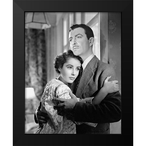 Elizabeth Taylor Black Modern Wood Framed Art Print by Hollywood Photo Archive