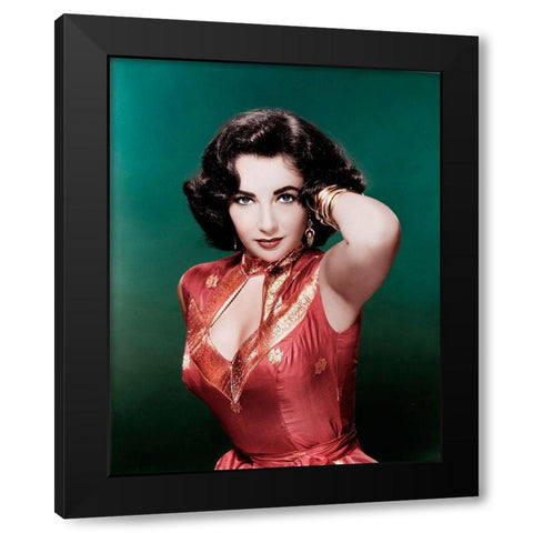 Elizabeth Taylor Black Modern Wood Framed Art Print by Hollywood Photo Archive