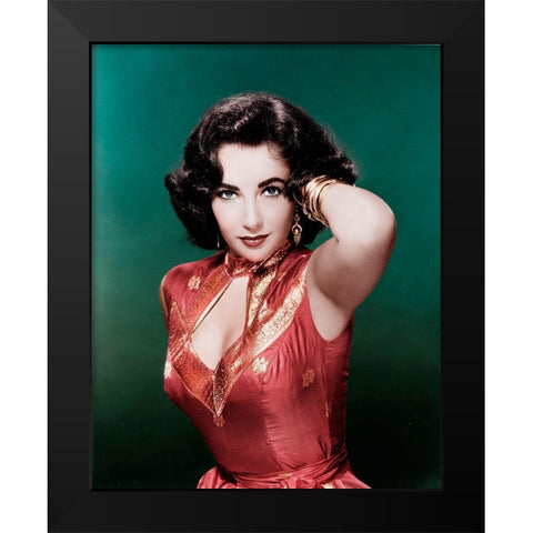 Elizabeth Taylor Black Modern Wood Framed Art Print by Hollywood Photo Archive