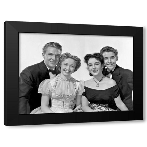 A Date with Judy - Elizabeth Taylor and Jane Powell Black Modern Wood Framed Art Print by Hollywood Photo Archive
