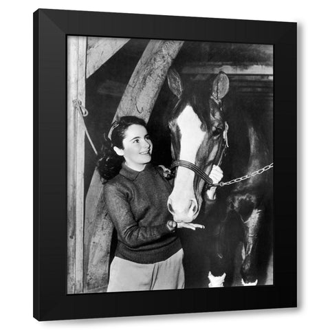 National Velvet - Elizabeth Taylor Black Modern Wood Framed Art Print with Double Matting by Hollywood Photo Archive