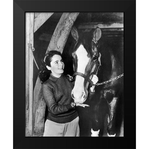 National Velvet - Elizabeth Taylor Black Modern Wood Framed Art Print by Hollywood Photo Archive